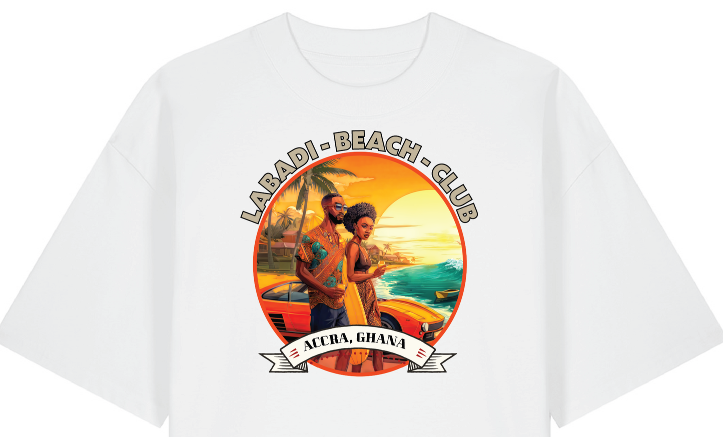 Icon Series - Labadi Beach Club - White Loose Fit Tee