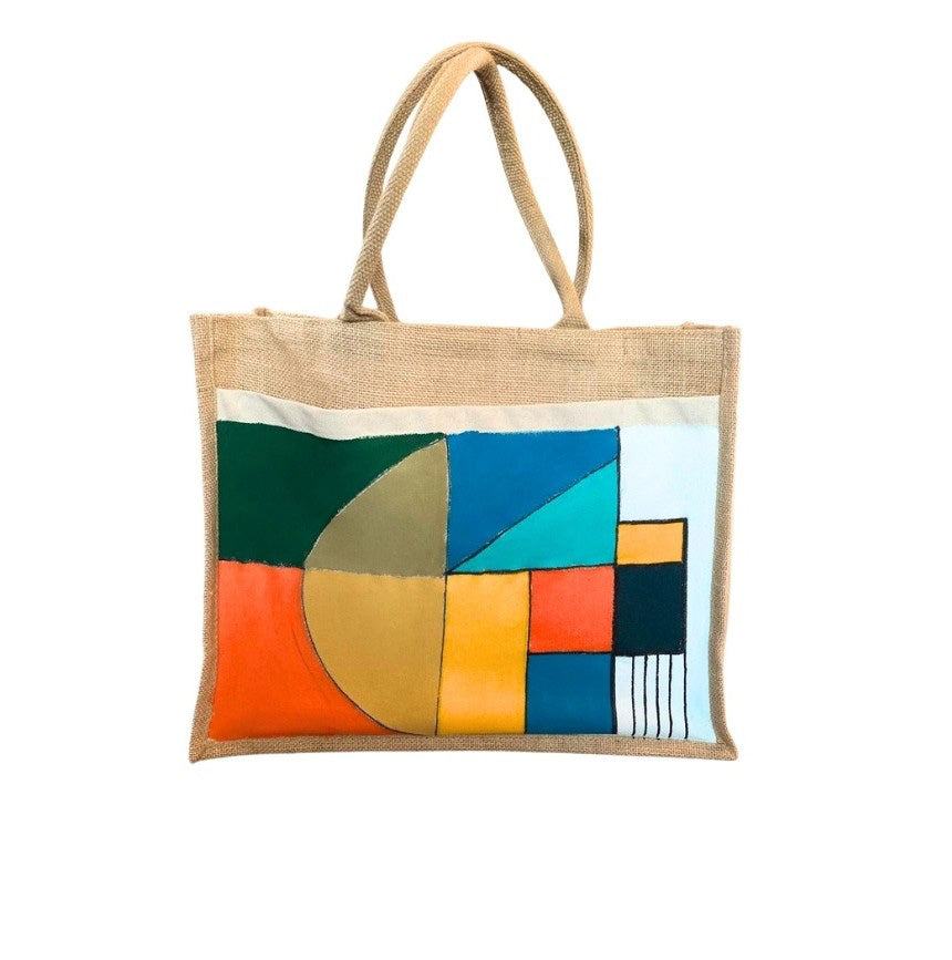 'Osu' Hand-Painted Medium Hessian and Canvas Tote