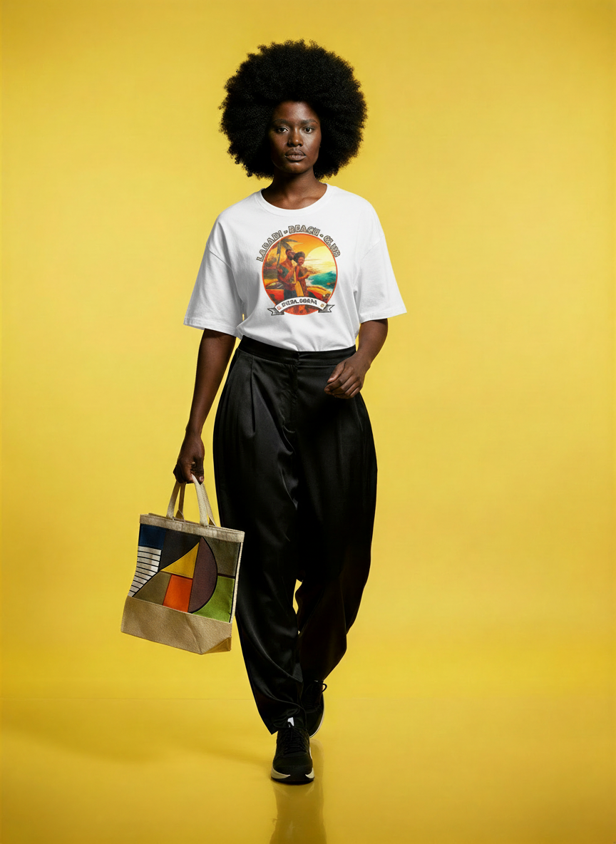 Icon Series - Labadi Beach Club - White Loose Fit Tee